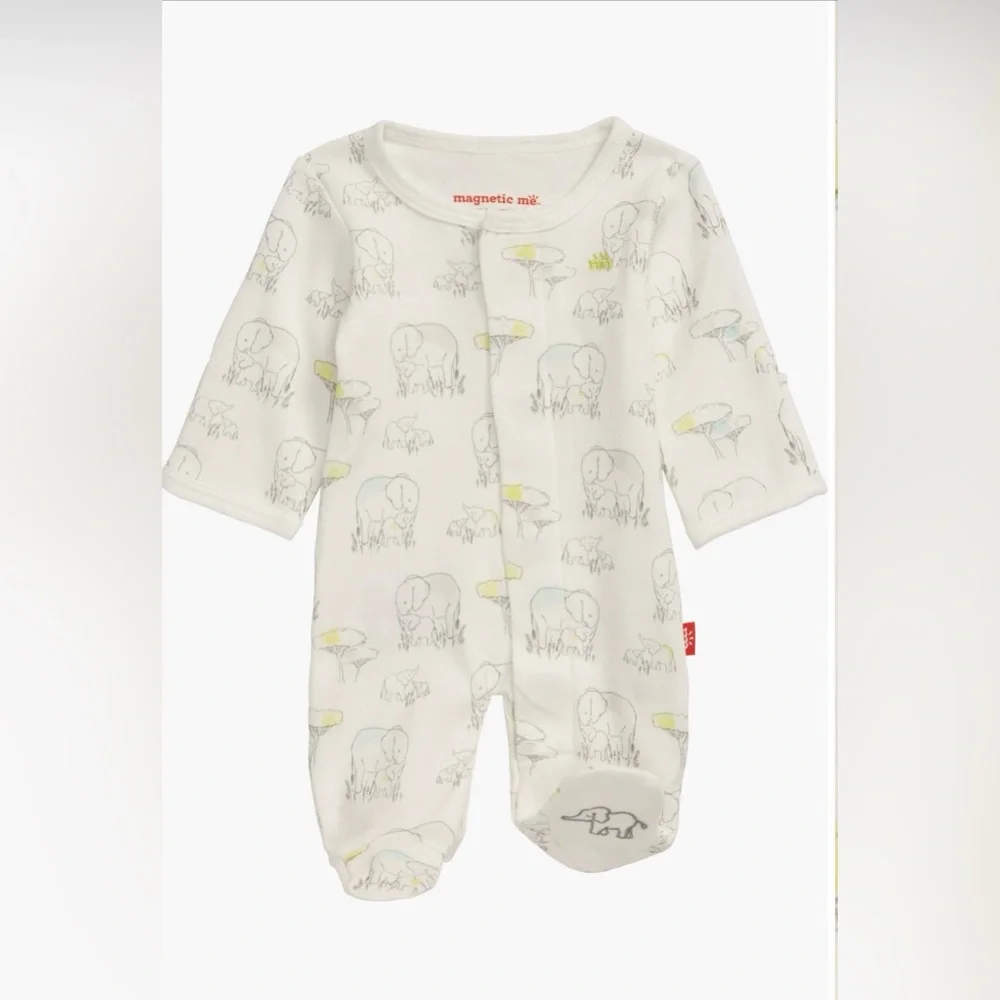 Magnetic Me Elephant Organic Cotton Grip Footie - Picture 1 of 6